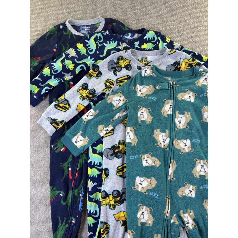 Carters Toddler Boys Fleece 1 Piece Footed Pajamas Size 4T Lot of 4